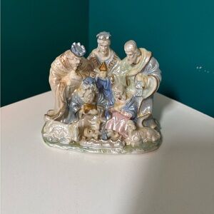 Pastel Ceramic Nativity Scene Sculpture